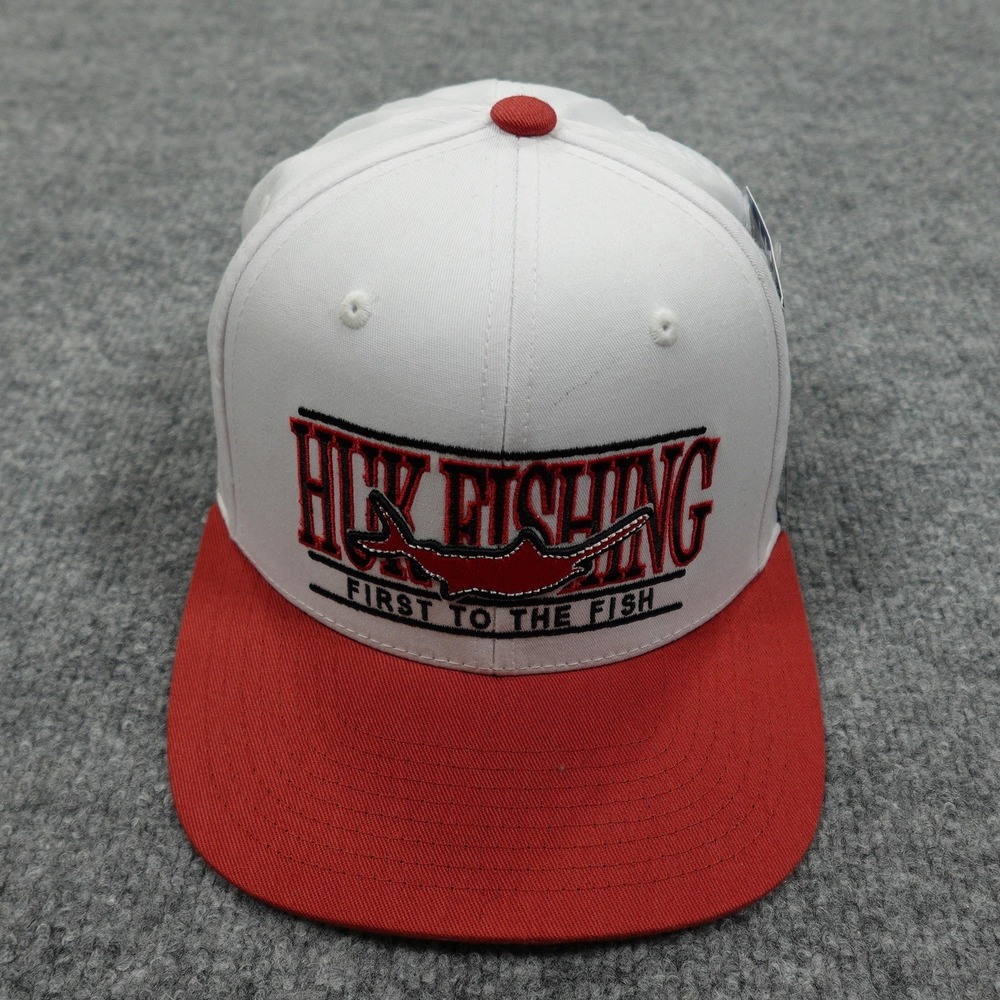 Huk Hat Cap Snap Back Mens White Red Fishing Flat Bill Adjustable Outdoor